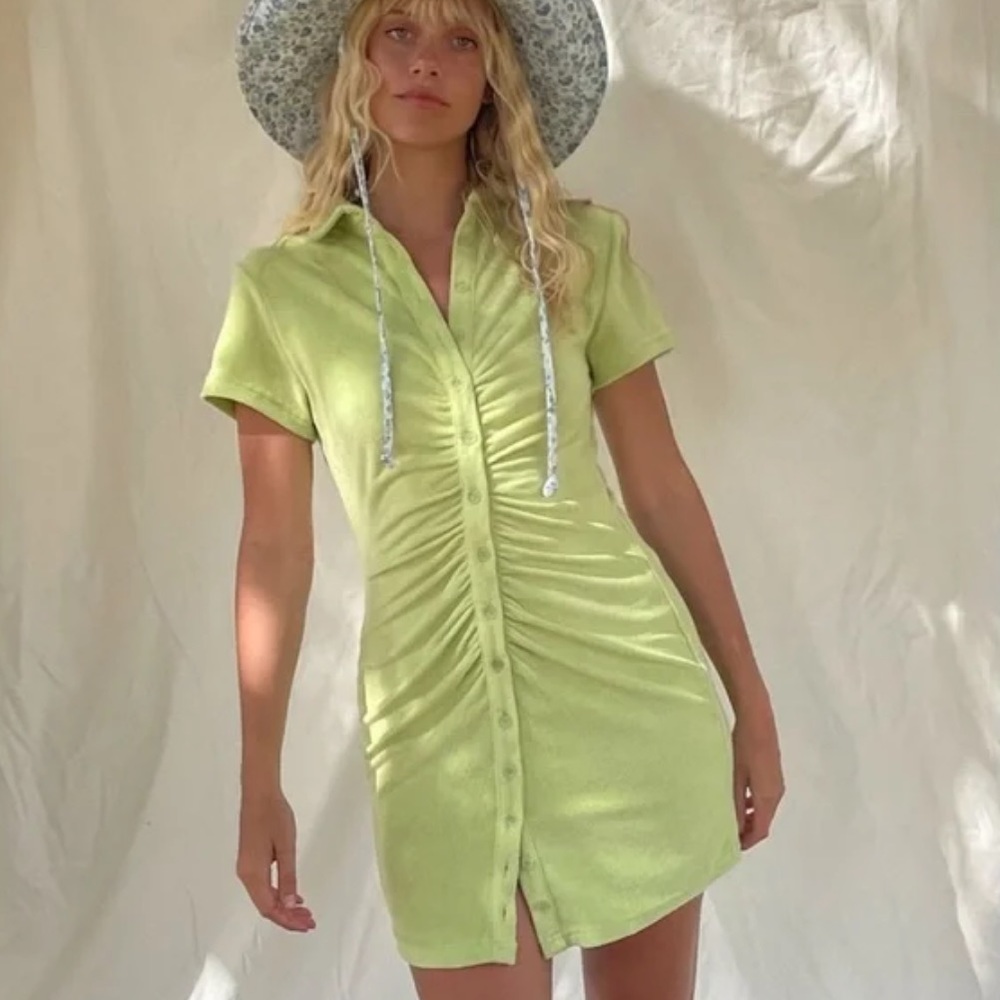 Beige Botany Ruched Terry cloth dress